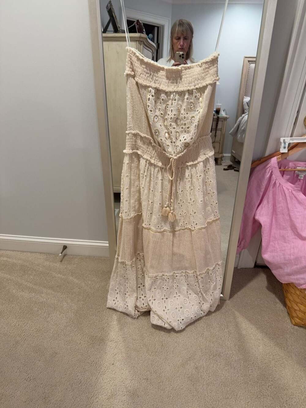 Buby.s Italy Strapless Eyelet Maxi Dress Size M